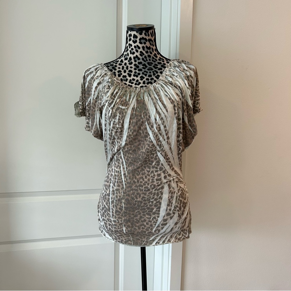 Ruched animal print cool vintage fit and flare  Top